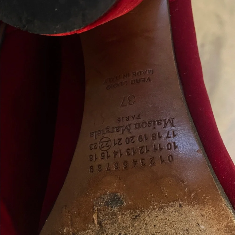 Maison Martin Margiela Red Velvet Tabi Heeled Boots 37 7 - Picture 7 of 12